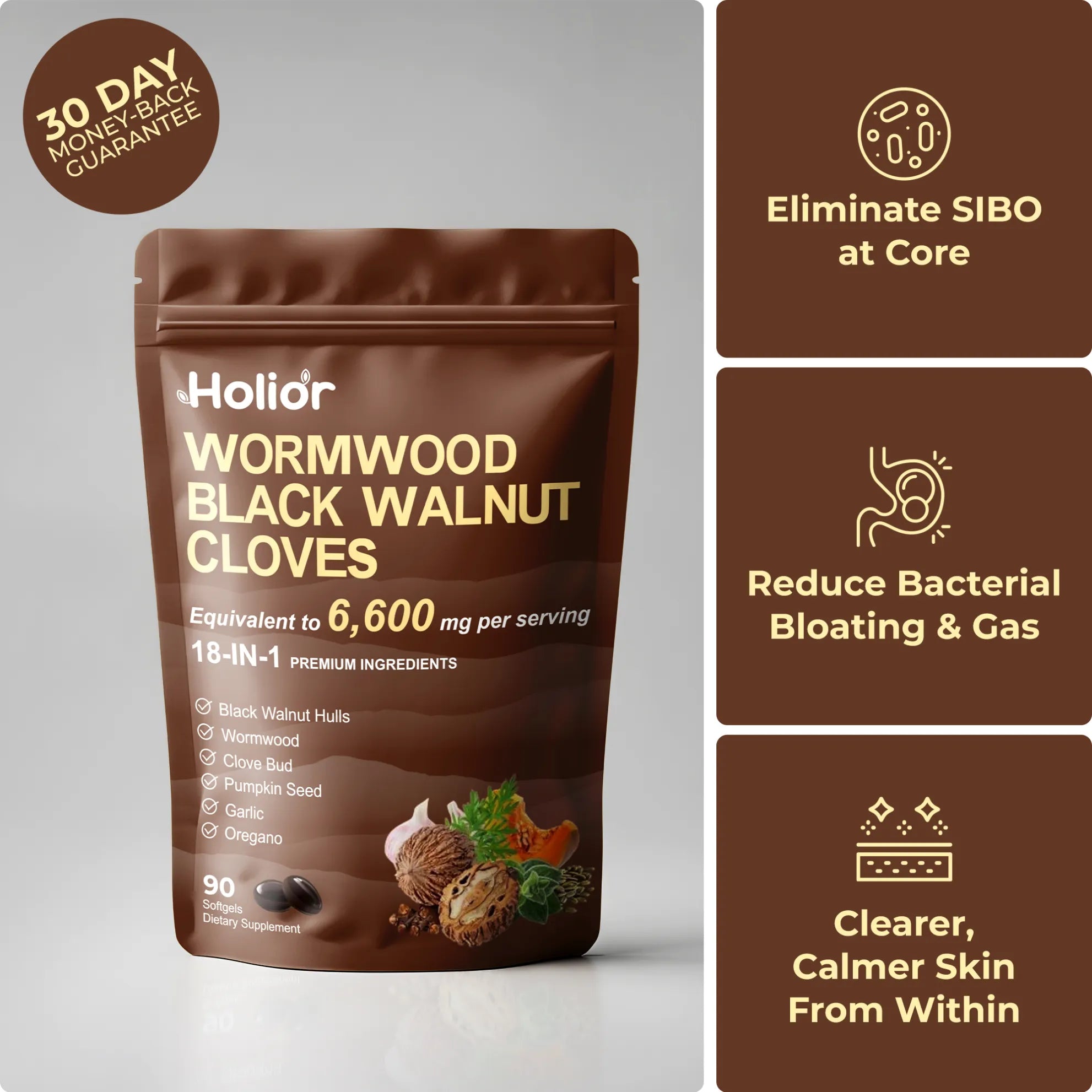 Wormwood Black Walnut Pumpkin Seed & Clove Softgels - SIBO